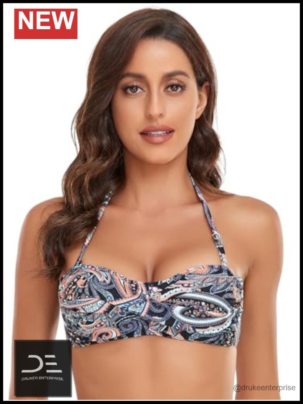 Strapless Bandeau Bikini Top with Removable Straps Tie Back - Picture 2 of 6